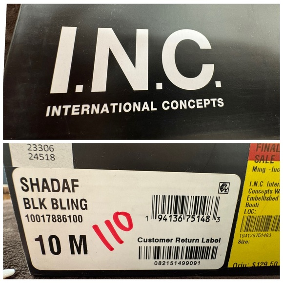 INC black rhinestone embellished boots size 10 - Picture 9 of 9